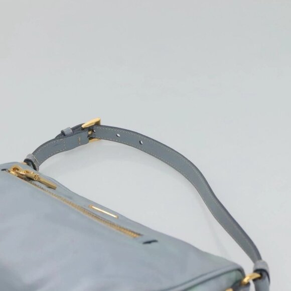 PRADA Shoulder Bag Nylon Light Blue Gold Auth - Picture 7 of 16